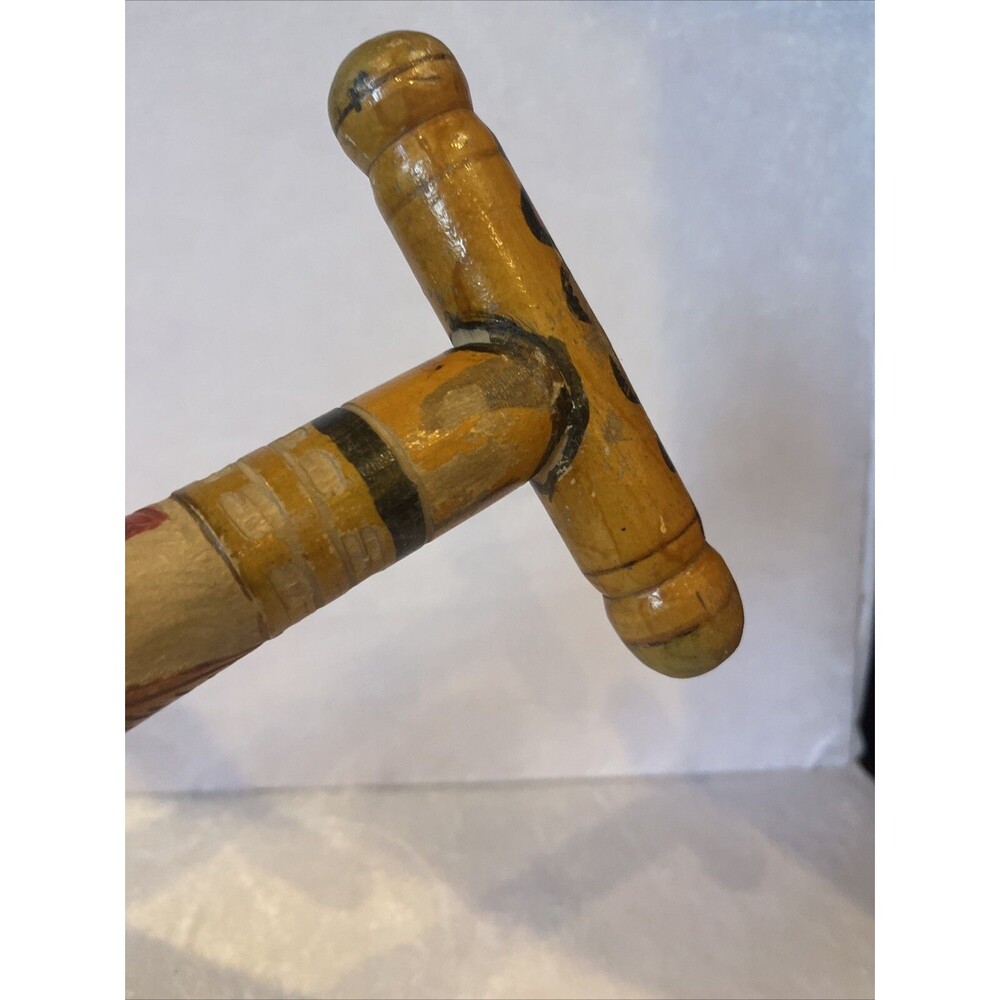 Wood Carved and Painted Walking Stick Cane
